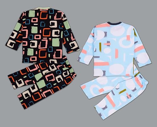 Image of 3BROS Kids Pure Cotton Night Suit Set | Boys Girls Printed Sleepwear Shirt & Pajama Clothing Combo | Soft Breathable Night Dress Outfit | Pack of 2