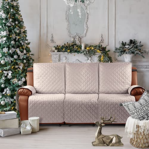 Image of TAOCOCO Recliner Couch Covers,3 Seater Recliner Covers,Waterproof Recliner Covers,Non Slip Recliner Sofa Covers,Reclining Chair Covers for Pets,Recliner Protector with Pockets(Beige,More Pink)