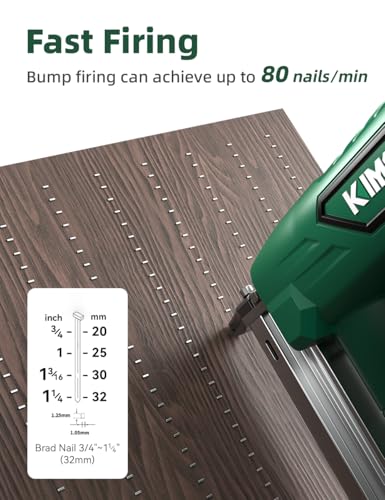 Image of KIMO 18 Gauge Nail Gun Cordless with Battery 2.0Ah X 2 & Fast Charger, 5000pcs Nails, Single&Contact Firing, 180 Nails /min, LED Light, Adjustable Nailing Depth Cordless Brad Nailer for DIY Project