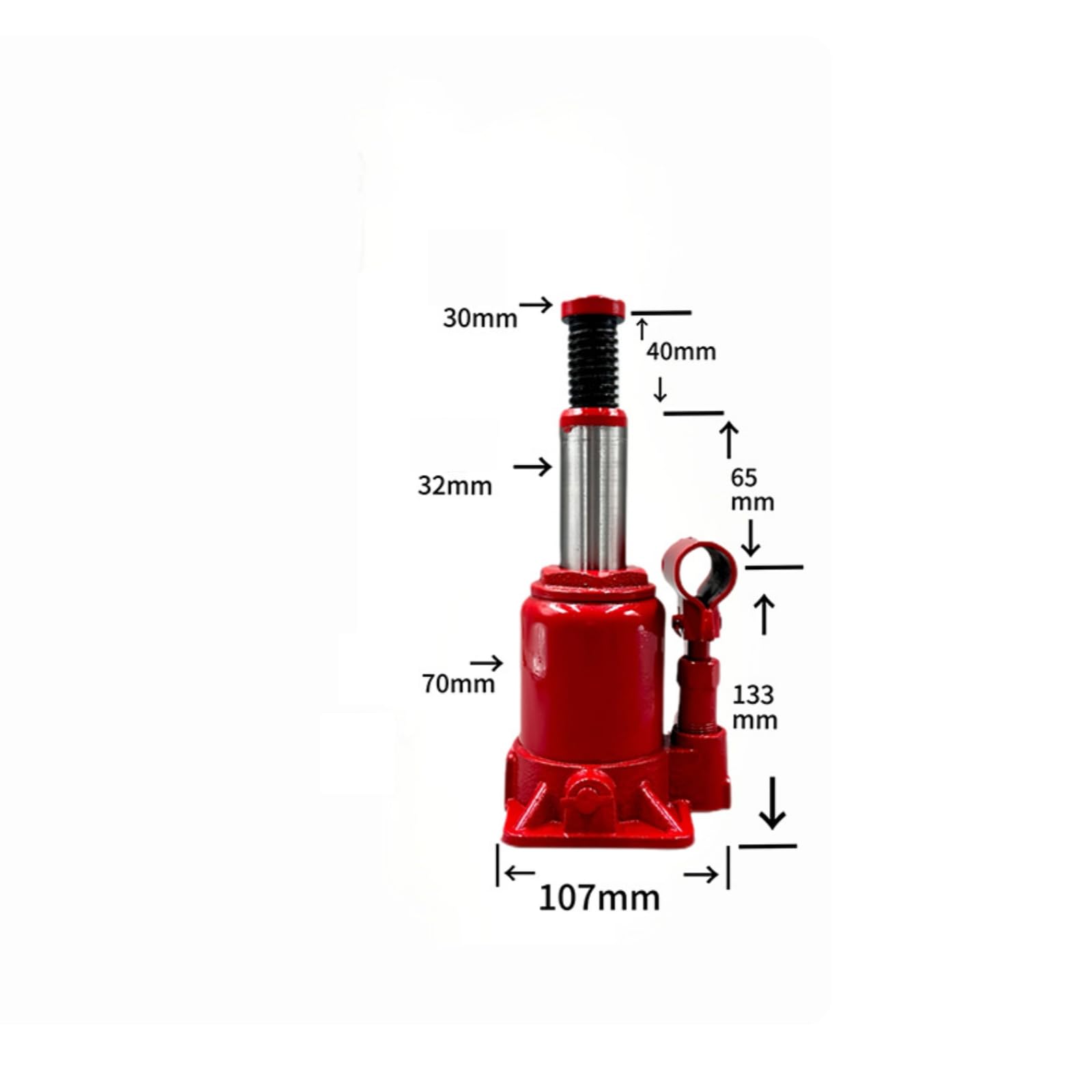 Cric Idraulico Bottiglia a Profilo Basso, Martinetto Idraulico A Bottiglia QYL5T, Altezza Minima 133mm, Corsa 65mm, Altezza Massima 238mm