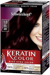 Schwarzkopf Keratin Color Permanent Hair Color Cream, 1.8 Ruby Noir