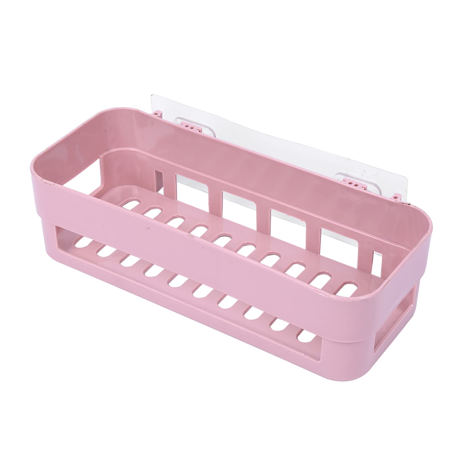 Segutage Wall Storage Self Basket with Stick Type Strong Plastic Stick Tape Shower Shelves Organizer No Drilling and