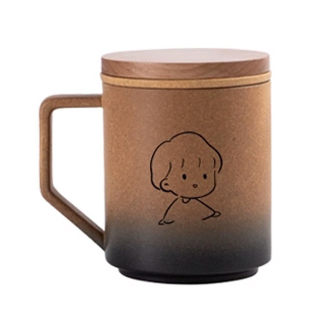Cómodo Taza de cerámica Moderna, Taza de café Redonda degradada con Tapa, Taza de Pareja, Taza de té de Oficina Simple para Mujeres y Hombres, 400ml/13,5 oz, Reutilizable Moda