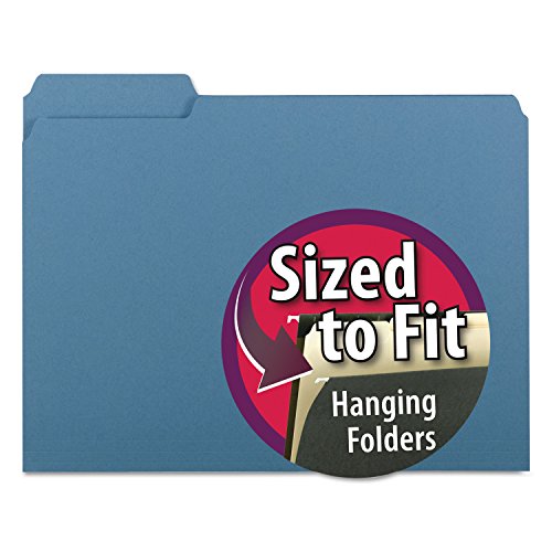 Smead Interior File Folder, 1/3-Cut Tab, Letter Size, Blue, 100 per Box, Expandable File Folders for Filing Cabinet
