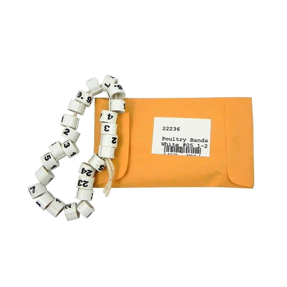 AA Legband Pigeon Numbered Leg Bands White Size 5 Numbered 1-25