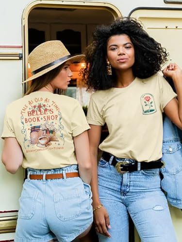 Princess Shirt for Women Belle's Book Shop Shirts Beauty Vacation Short Sleeve Tops Book Lover Gift2