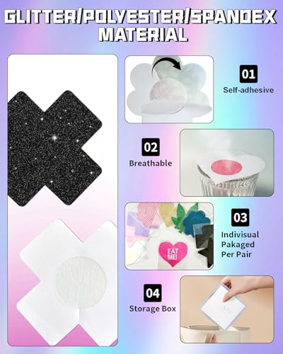 Image of CICKEE Pasties Rave Pack 27 Pairs Multicolor Nipple Covers Pasties Glitter Pasty
