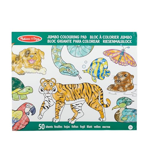 Melissa & Doug Libro gigante para colorear - animales, Juegos creativos, Actividades creativas para niños, Libro de actividades, Juegos creativos, Pasatiempos para niñas y niños de 3 4 5 6 7 años