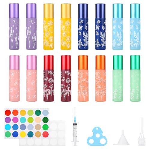 MirraSwit 16 Pcs 10ml Roll On Aceites Esenciales, Color Botellas...