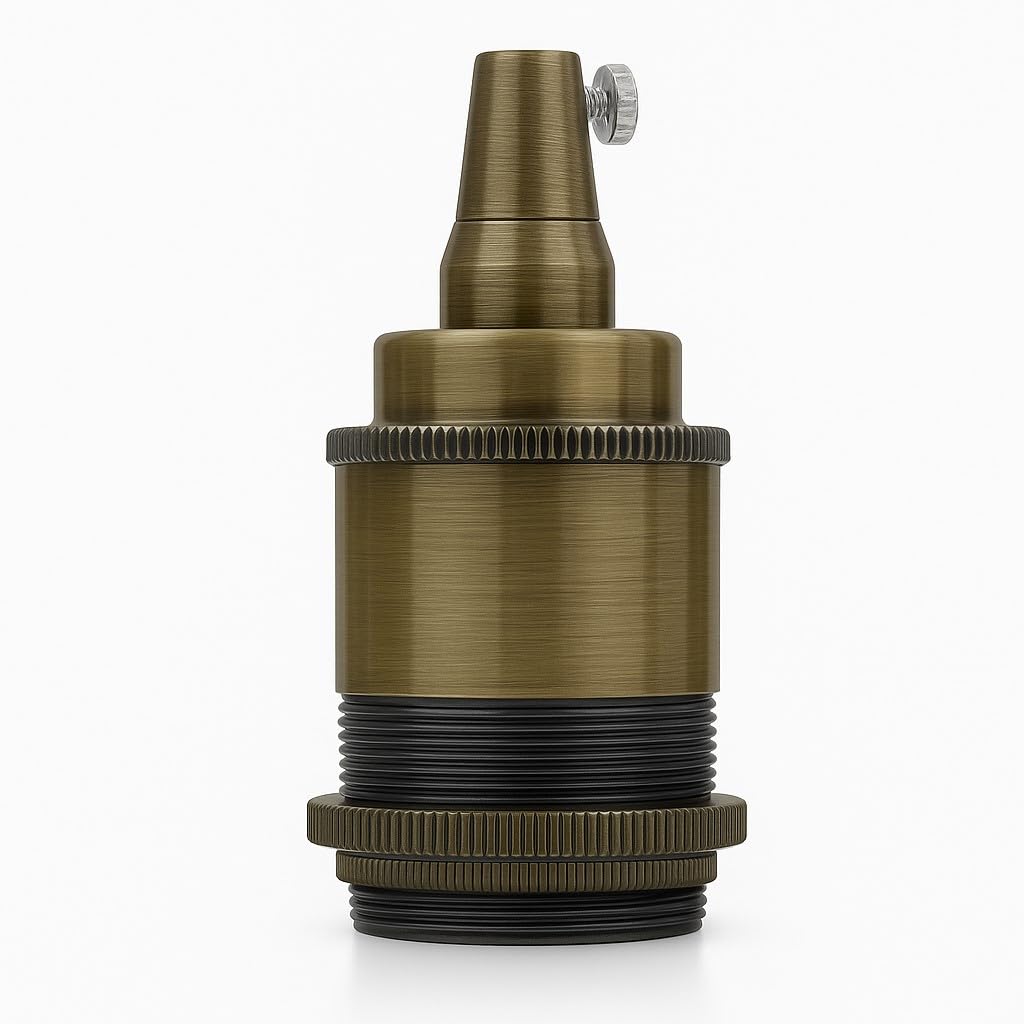 – Antique Retro Metal Bulb Socket Lamp Holder Lamp Shades Industrial Edison E27 Bulb Light Socket IP20 Hardwired Screw In for DIY Pendant Light Wall Light (GB)