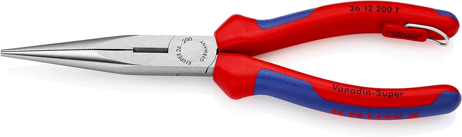 Knipex Alicate de montaje (alicate de boca cigüeña) negro atramentado, integrada para colocar un dispositivo de protección anticaídas 200 mm (cartulina autoservicio/blíster) 26 12 200 T BK