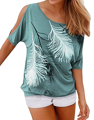 Mujer Camiseta Pluma Hombro Caido Manga Corta Sin Tirantes Cuello Barco T-Shirt Off Shoulder Blusa Camisa Plumas Sudadera Verano Talla Grande Tops Jersey Tunica Basic tee Shirt Casual Cover