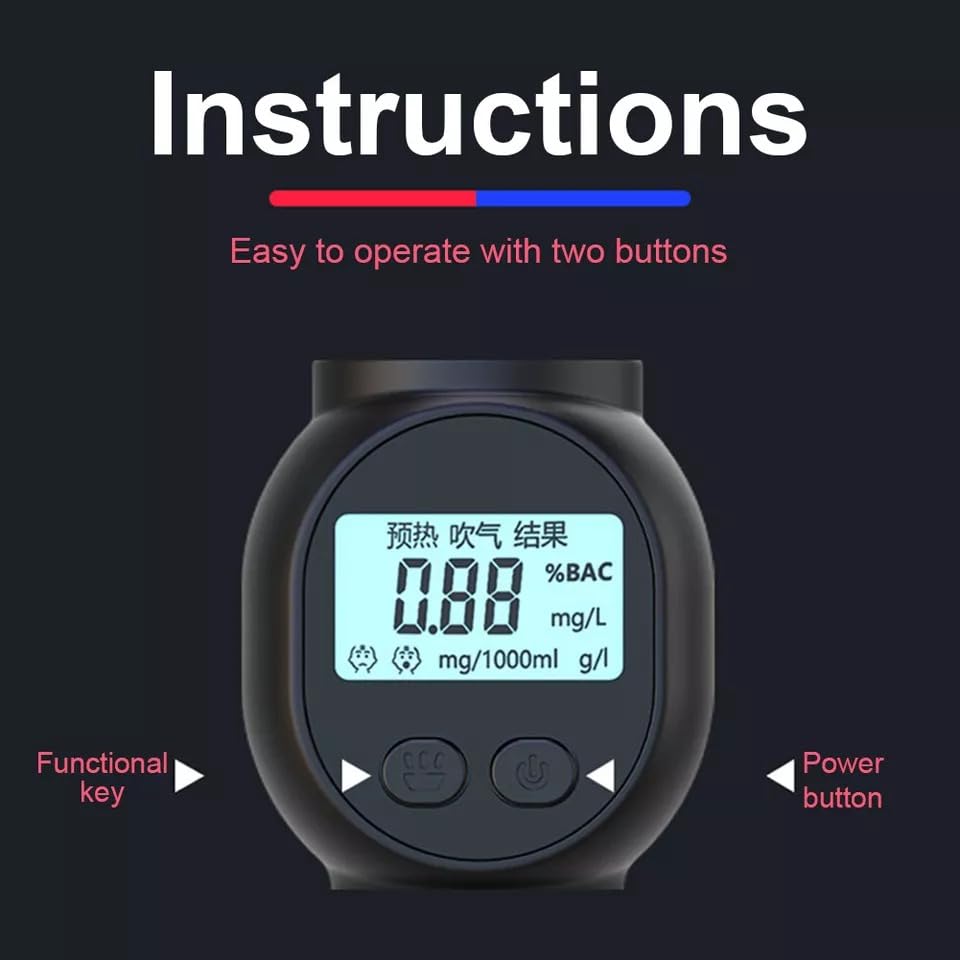 Image of Baton Portable Breathalyzer-Professional Alcohol Tester with Smart Sensor Tech,Red-Blue Warning Lights,No-Contact Blowing,Fast Type-C Rechargeable,Flashlight for Police,Security& Road Safety