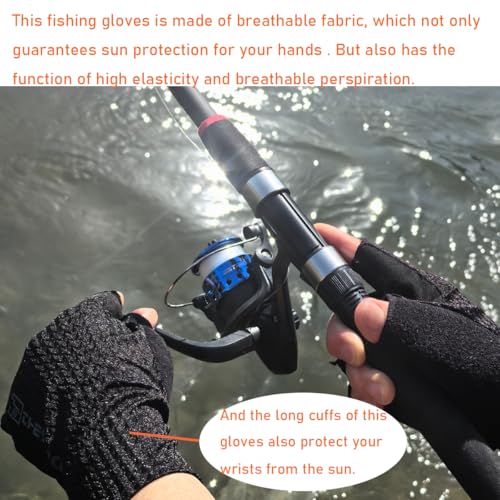 LJCUTE Fingerless Fishing Gloves for Men Women, Sun Protection & Breathable Cycling Gloves for Kayaking, Bike, Workout, Hunting - image 2