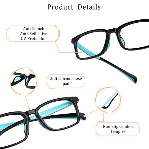 Image of LifeArt Kid Blue Light Blocking Glasses, Filter 85% of Harmful Blue Light, Anti Eyestrain and Blurry, Computer Glasses, Cut UV400 Anti Glare(Blue)