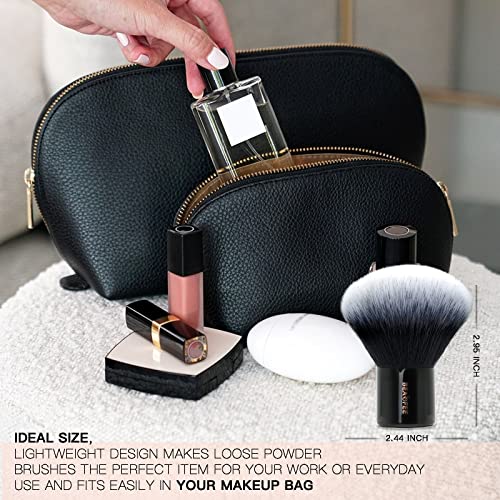 Kabuki Foundation Brush Large Powder Make up Brushes Dome Blusher Brush Loose Powder Brush Bronzer Brush, Synthetic Bristles Grab Powder Even Blusher Brush- Black - Image 6