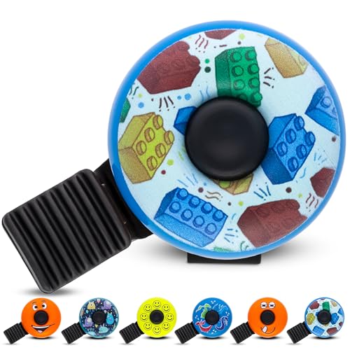 Fahrradklingel Kinder - Klemmbaustein Motiv - Fahrradklingel Kinder Jungen, Klingel Kinderfahrrad, Klingel Laufrad - klingelt laut, einfache Montage