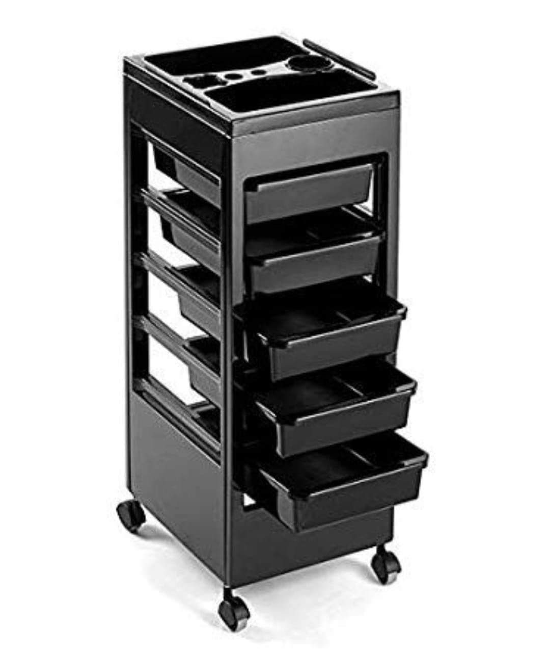 Ultimate Trolley Cart for Hair Salon Station – Space Saving Rolling Beauty Cart for Extra Storage, New Upgrade Lockable 6 Trays & 2 Tray Holders– Multipurpose Tool Cart