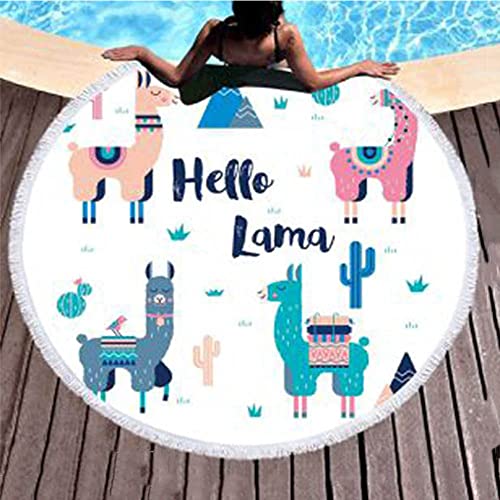 PLUS HOME Toalla Playa 150 * 150cm,100% Microfibra (Redonda Alpaca-1)