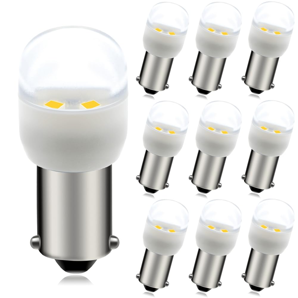 SOFOC Arcade Pinball Gaming Machine Light Bulb BA9S LED 6V AC/DC Warm White Bayonet Base Instrument Panel Indicator Light 10Pcs