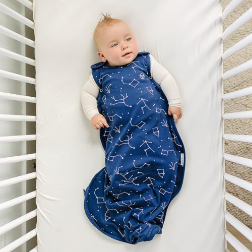 Image of Woolino Toddler Sleeping Bag, 4 Season, Merino Wool and Organic Cotton, Baby Sleep Bag, 2-4 Years, Night Sky