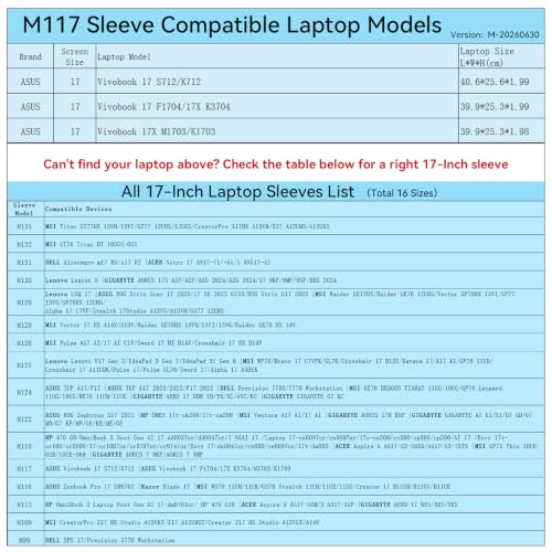 Image of Smatree M117 Hard Protective 17 inch Laptop Sleeve Case for ASUS | Compatible for ASUS Vivobook 17 S712 /K712 /F1704, for Vivobook 17X M1703 /K1703 /K3704(X8312)