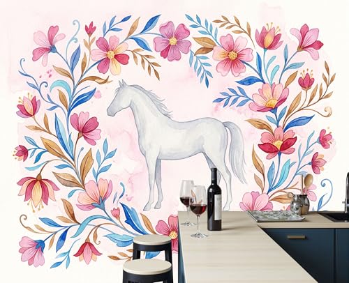 Papier peint panoramique intissé Cheval pour masquer un mur abîmé