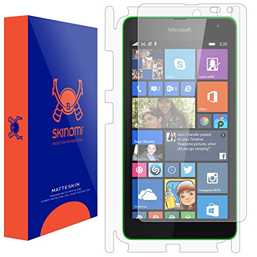 Skinomi Matte Full Body Protector Compatible with Microsoft Lumia 535 (Screen Protector + Back Skin Cover) Full Coverage Matte Skin Anti-Glare HD Film