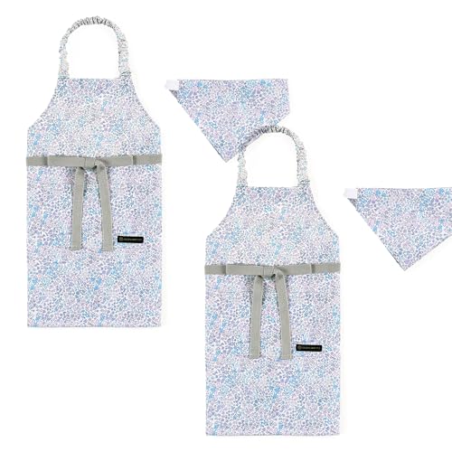 COLORFUL CANDY STYLE 子どもエプロン (130〜160cm) 撥水ノーアイロン フローラルオアシス 2枚セット 女の子 かわいい 子供用 子供 こども エプロン 三角巾 セット ゴム キッズエプロン 幼児 小学生 かわいい おしゃれ 小