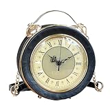 Clock Shaped Purse Women Classic Retro Handbag Crossbody Messenger Shoulder Bag Steampunk Unique Novelty Clock Bag (black)