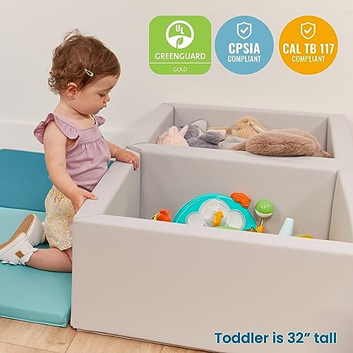 Image of ECR4Kids SoftZone Play Patch Toy Bins, Beginner Playset, Light Grey, 2-Pack