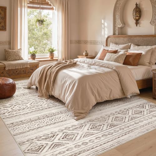 Image of cotiled Boho 5x8 Area Rugs for Living Room: Soft Moroccan Washable Rug