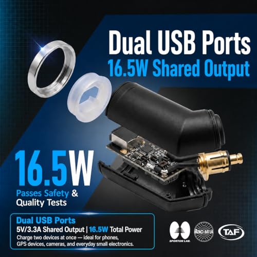Image of Cliff Top Hella DIN USB Charger, 3.3A, Compatible with BMW /Triumph /Ducati | 3.3A dual USB output, Hella DIN /Powerlet plug, compatible with BMW, Triumph Tiger, Ducati motorcycles, phone /GPS charging