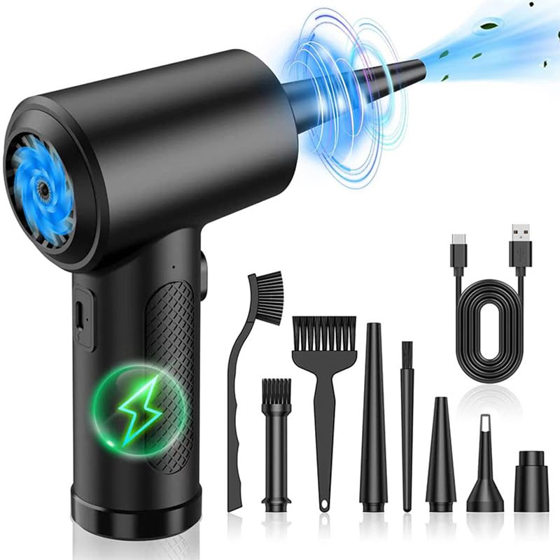 Compressed Air Duster,3-Gear to 91000RPM Electric Air Duster Portable Air Blower with LED Light, 6000mAhRechargeable Cordless Air Duster for Computer Keyboard Fast Charge