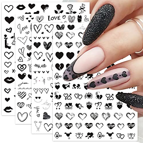 JMEOWIO Nero Adesivi Unghie Nail Art 10 Fogli