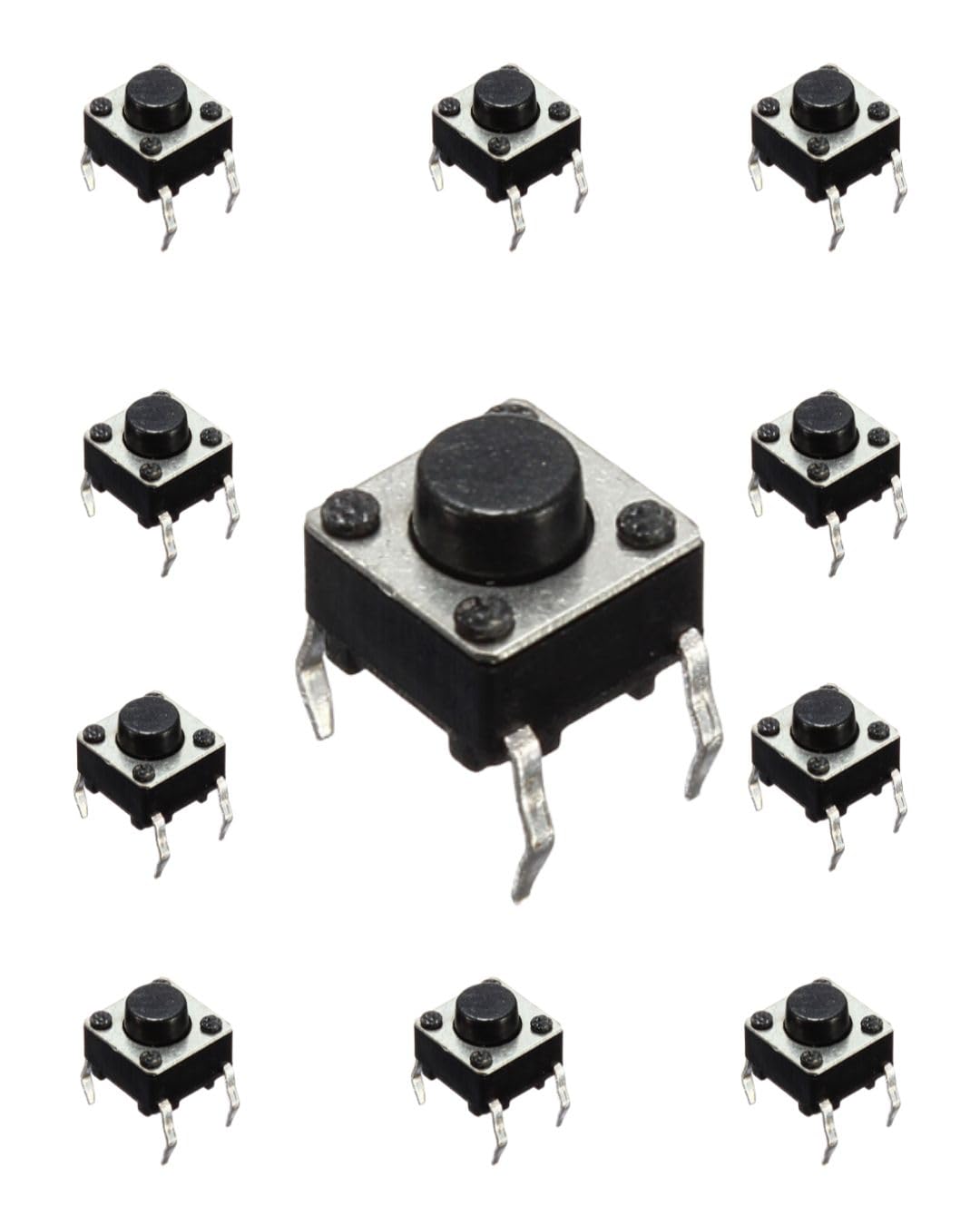 Tactile Push Button Switch, 6 x 6 x 5mm, Black, Pack of 10-picture-23
