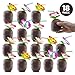 PREXTEX Coconut Cups with Flower Straws & Twist Close Lids (18 count, 8oz) for Luau Party Decorations, Birthday Parties, Tropical Tiki Parties, Hawaiian Themed Party Decorations