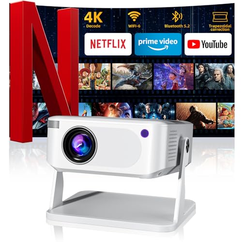 Image of Phigeek Mini Projector with WiFi 6 and Bluetooth 5.2, Portable Projector 4K Support, Auto Vertical Keystone 270° Rotatable, Compatible with Smartphone/TV Stick/Box/USB/HDMI