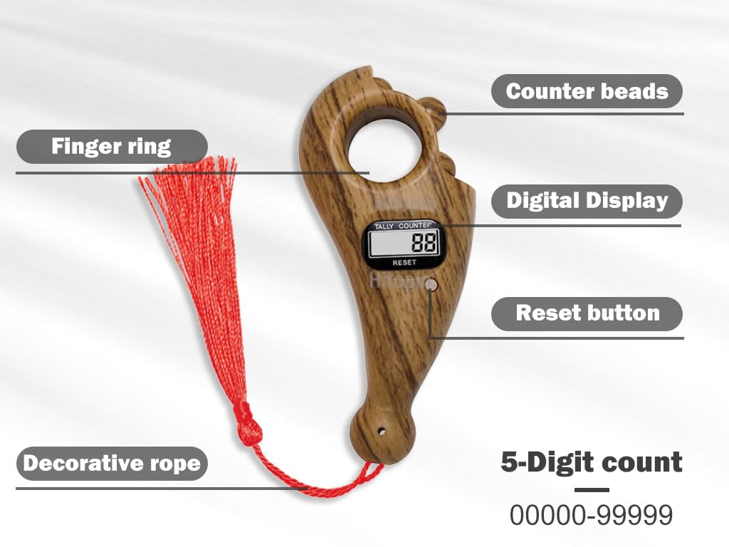2 Pezzi Contatore Digitale Perline, Buddha Perline Contatore, Digitale Contatore del Riscontro, Finger Perline Contatore, per la Preghiera, la Meditazione, Rilassamento, Movimento delle Dita