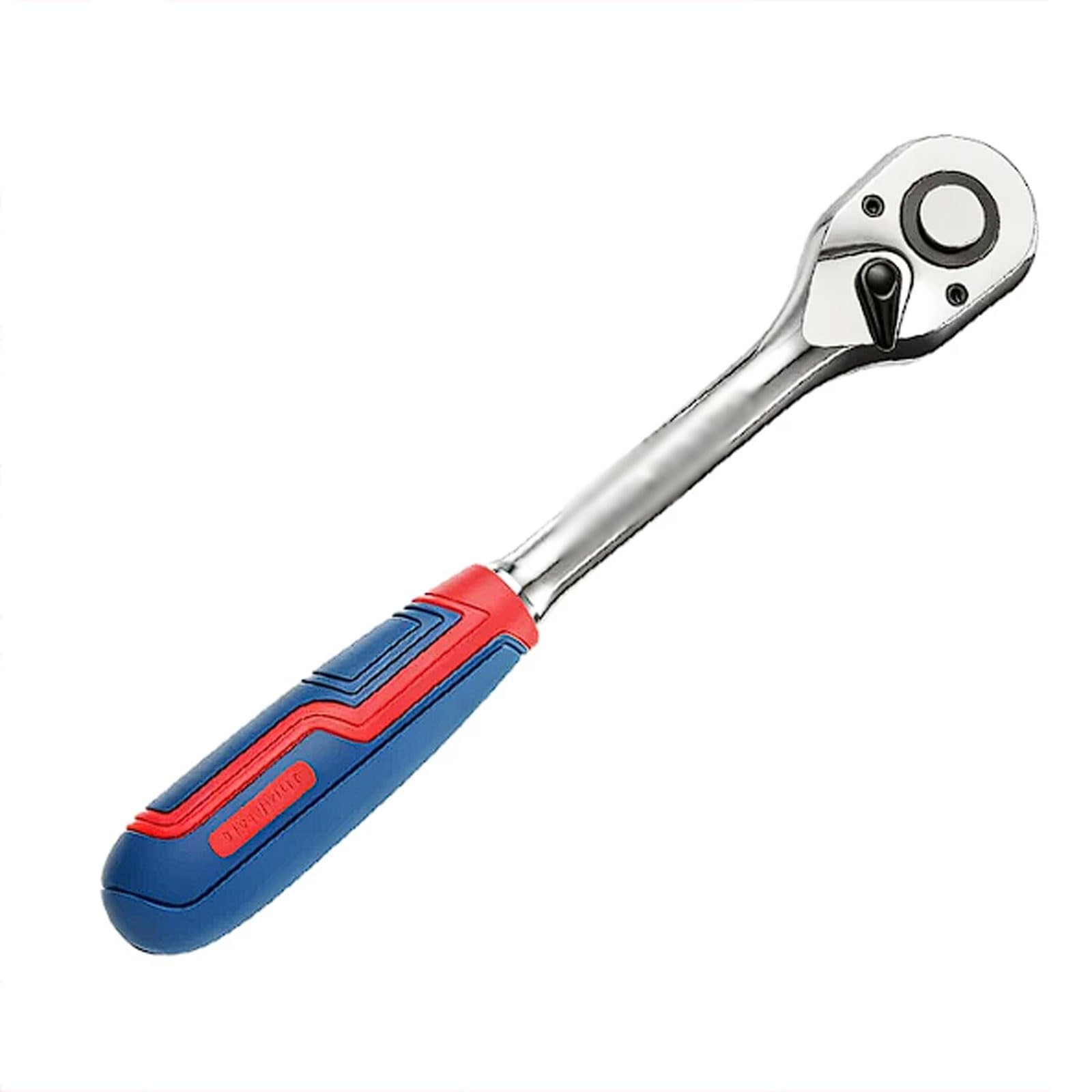 esmen Schnelllöse-Ratschenschlüssel-Satz, 1/4"-1/2" Antrieb, 72-Zahn Birnenförmiger Kopf, TPR-Rutschfester Griff, Ein-Knopf-Stecknuss(12.5mm (1/2''))
