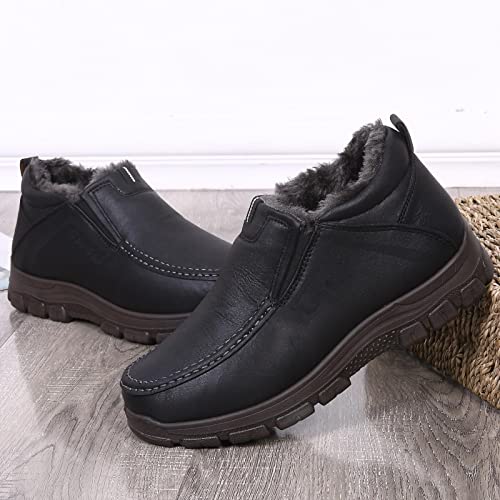 Image of COSIDRAM Men Shoes Winter Snow Boots Cotton-Padded Slip on Casual Warm Walking Sneakers Waterproof House Shoes