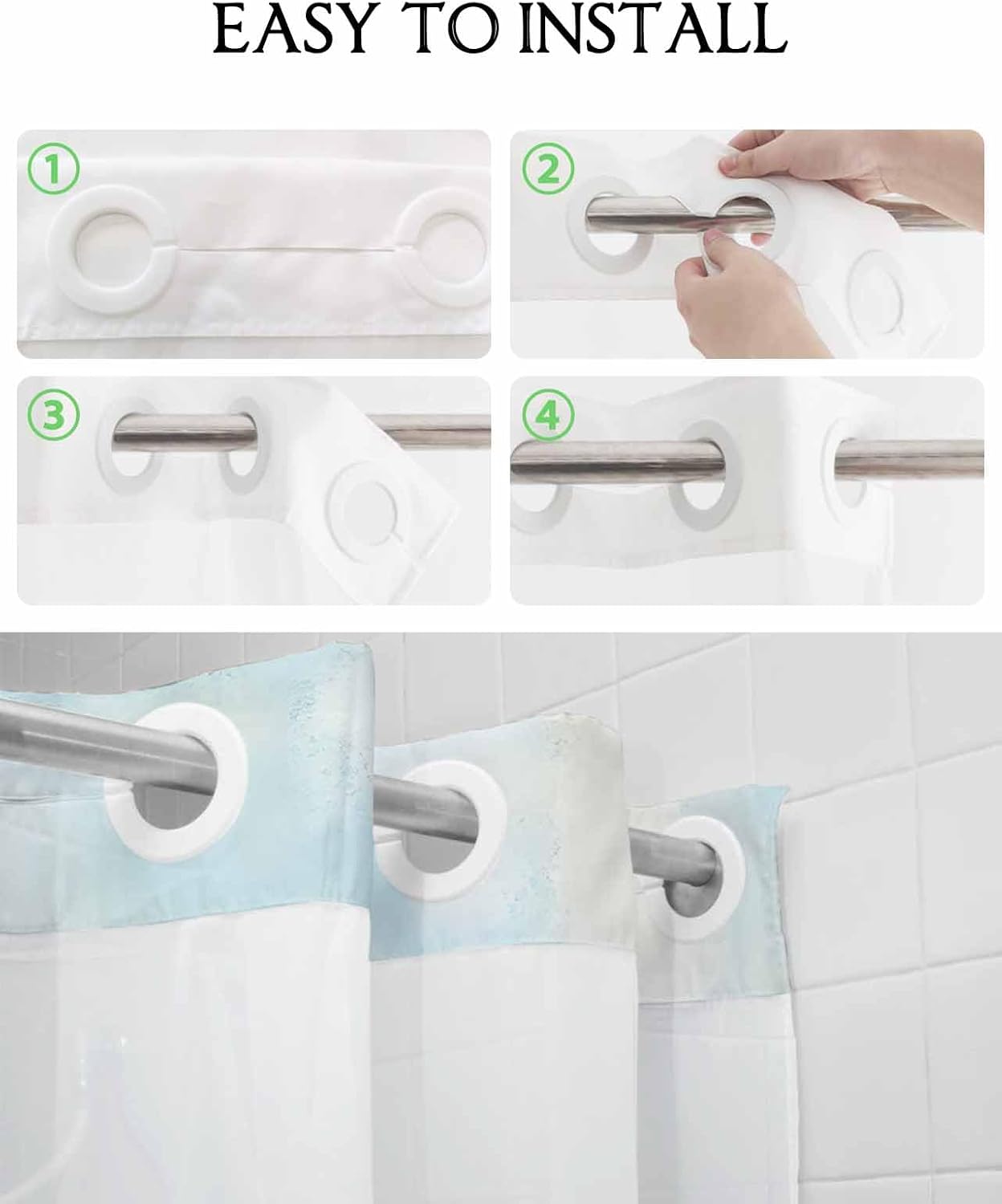 No Hook Shower Curtain with Snap in Liner,Easter Watercolor Cute Bunny Waterproof Bath Curtain with See Through Top Window,Rabbit Yellow Flower Garden Shower Curtains for Bathroom Decor,36x72in