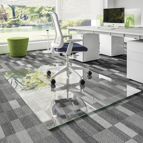 Koonmi Chair Mat for Carpet, Tempered Glass 46