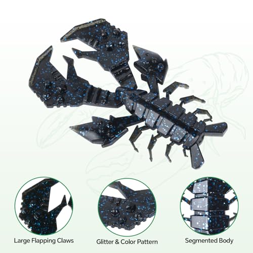 Image of Battle Craw Soft Plastic Crawfish Lures Kit with Removable Rattles | Salt Infused Creature Bait for Bass Fishing, Texas Rig & Jig Trailer Lure in Tackle Box, Realistic 1:1 Claw-to-body 4.1 /5.5in