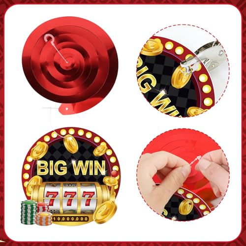 Image of 54Pcs Casino Theme Party Decorations Las Vegas Hanging Swirl Decorations Poker Dice Cutouts Ceiling Streamers for Red and Black Casino Poker Night Las Vegas Birthday Party Decorations Supplies