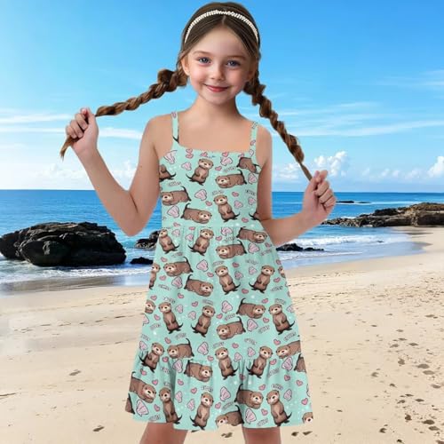 Spaghetti Straps Dresses for Girls Summer Twirly Dress Beachwear 3T-14Y4
