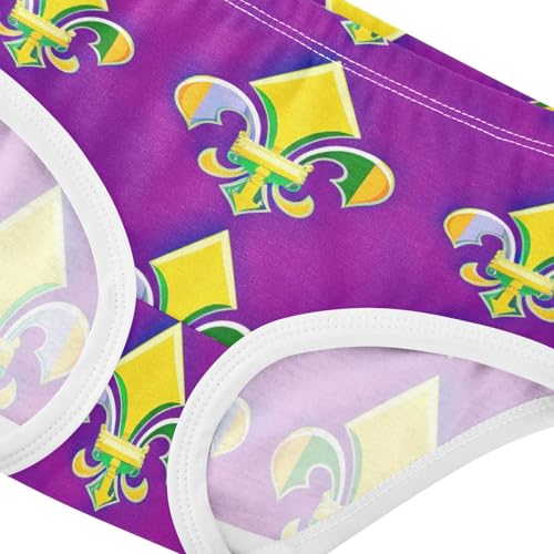 Mardi Gras Fleur De Lis Purple Girl Panties Cute Girls Underwear Toddlers Cotton Cartoon Briefs Underpants 2t4