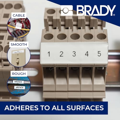 Image of Brady Authentic (M5-118-499) Aggressive Adhesive Multi-Purpose Nylon Label 0.375 x 1 x 0.375 Dia Black on White, 240 Labels. for use with the BMP51 and M511 Label Printers
