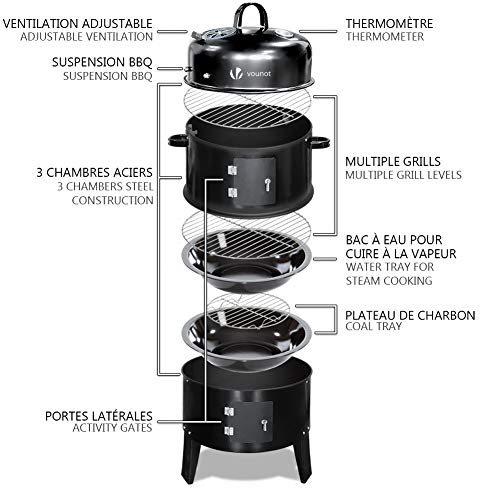 VOUNOT Affumicatore BBQ Smoker Verticale, Grill