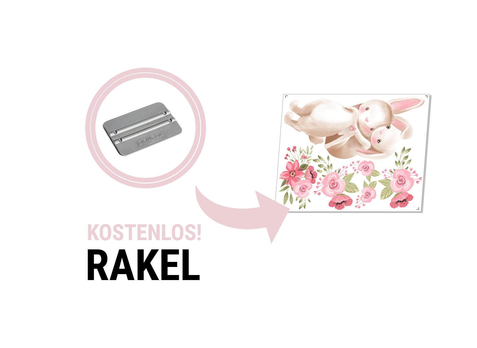 Adesivo da parete con coniglietti con fiori, immagine di bambini, per la cameretta dei bambini, motivo "Osomhome" (163 x 174 cm) os2431